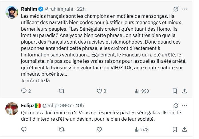 Capture d'écran d'un débat télévisé sur les droits LGBTQ+ au Sénégal