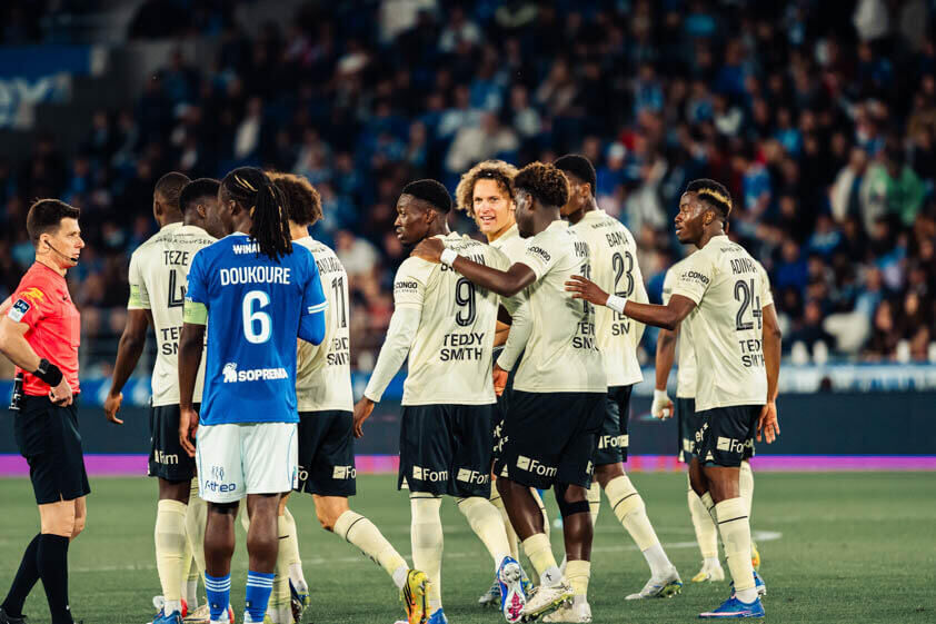 Célébration des joueurs de l'AS Monaco après un but