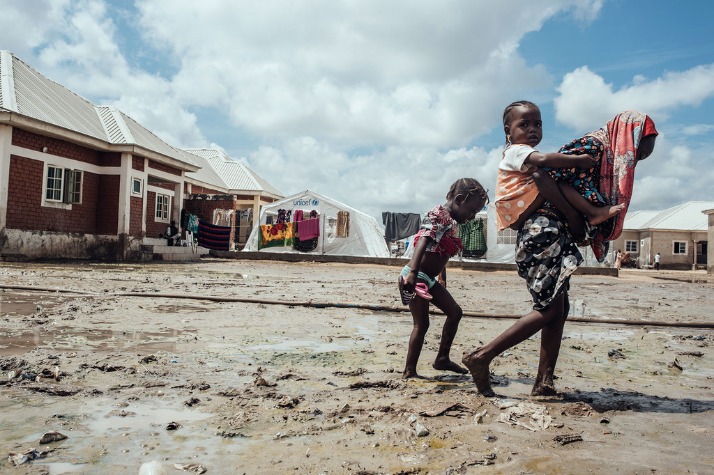 Des enfants dans un camp de déplacés à Maiduguri, au nord-est du Nigéria