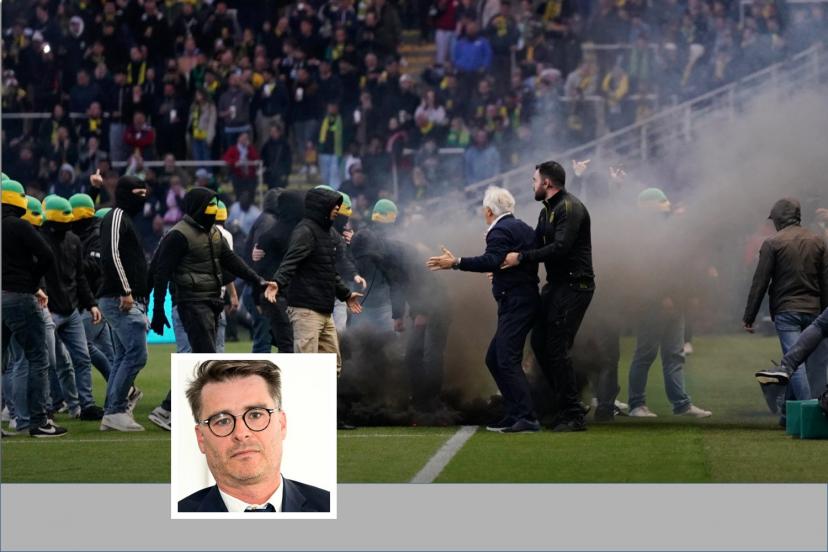 Le 17 mai, après l'envahissement de terrain des supporters nantais, le match Nantes-Toulouse avait été interrompu à la 22e minute. (H. Bellenger, B. Papon/Icon Sport)