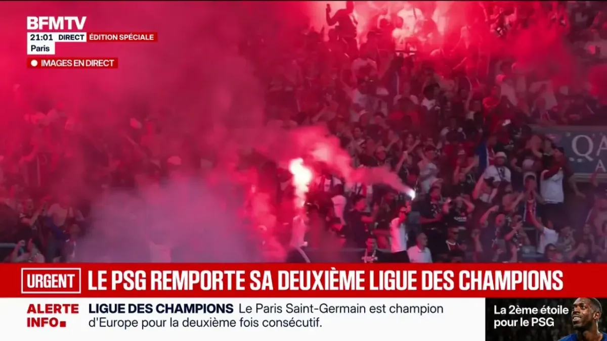 moment de célébration du PSG après sa victoire en Ligue des champions