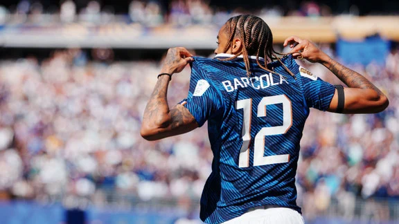 Bradley Barcola en action avec le PSG