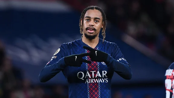 Bradley Barcola, attaquant du PSG, en action