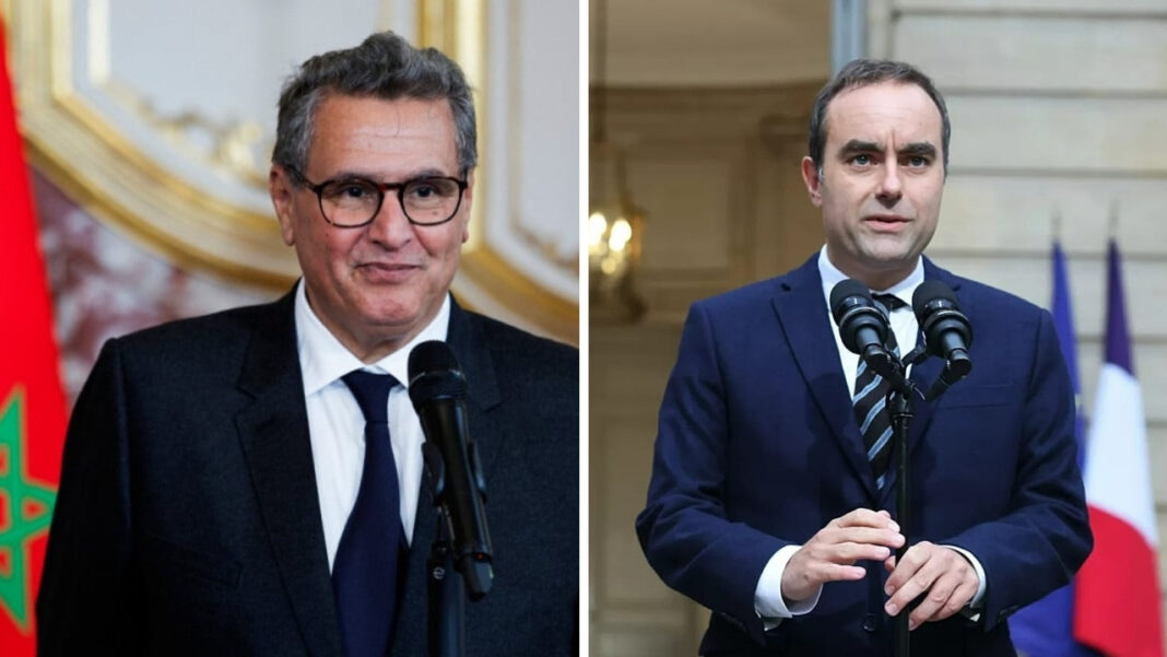 Aziz Akhannouch et Sébastien Lecornu, ministres marocain et français, en discussion