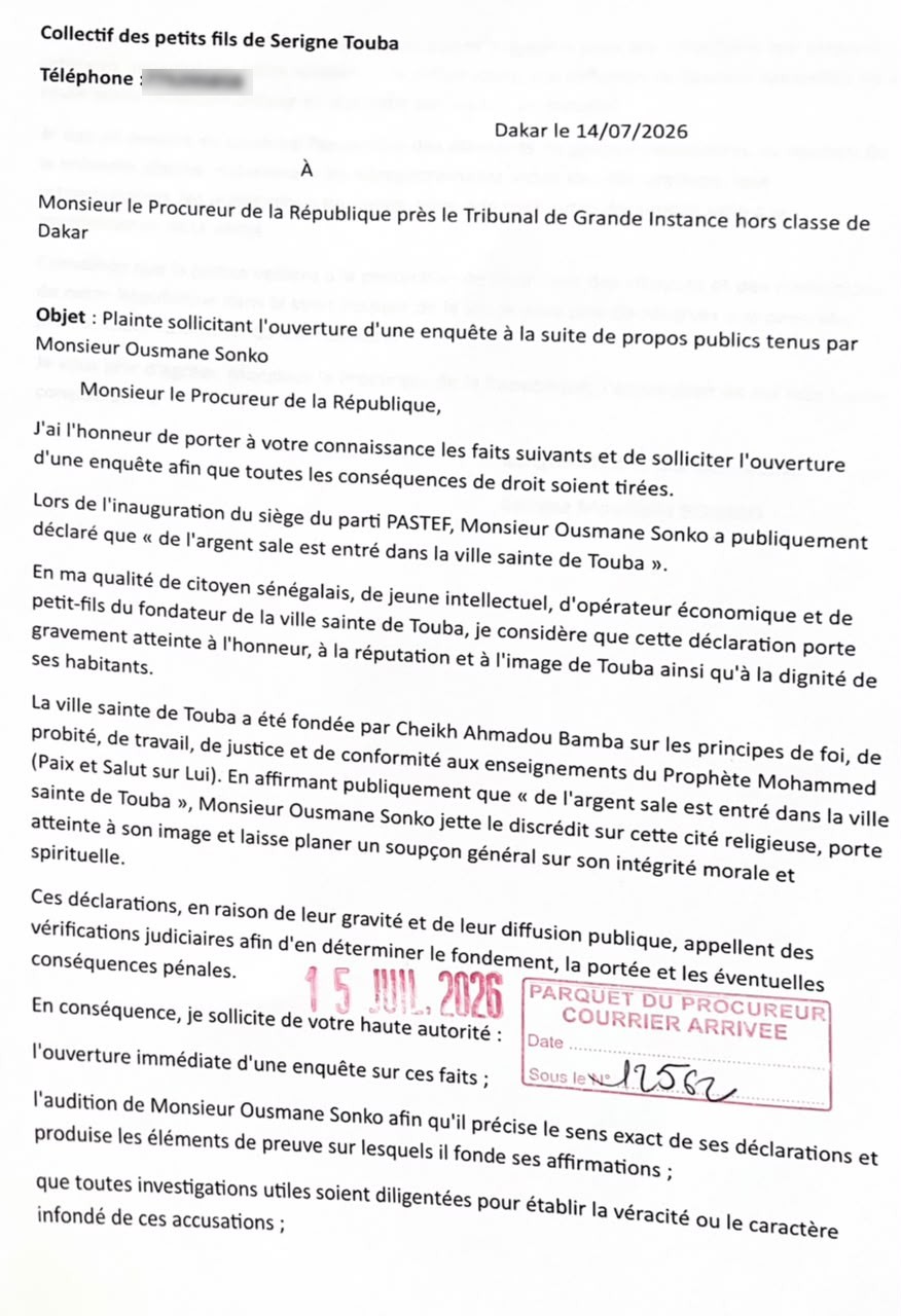 Plainte contre Ousmane Sonko pour ses déclarations sur Touba