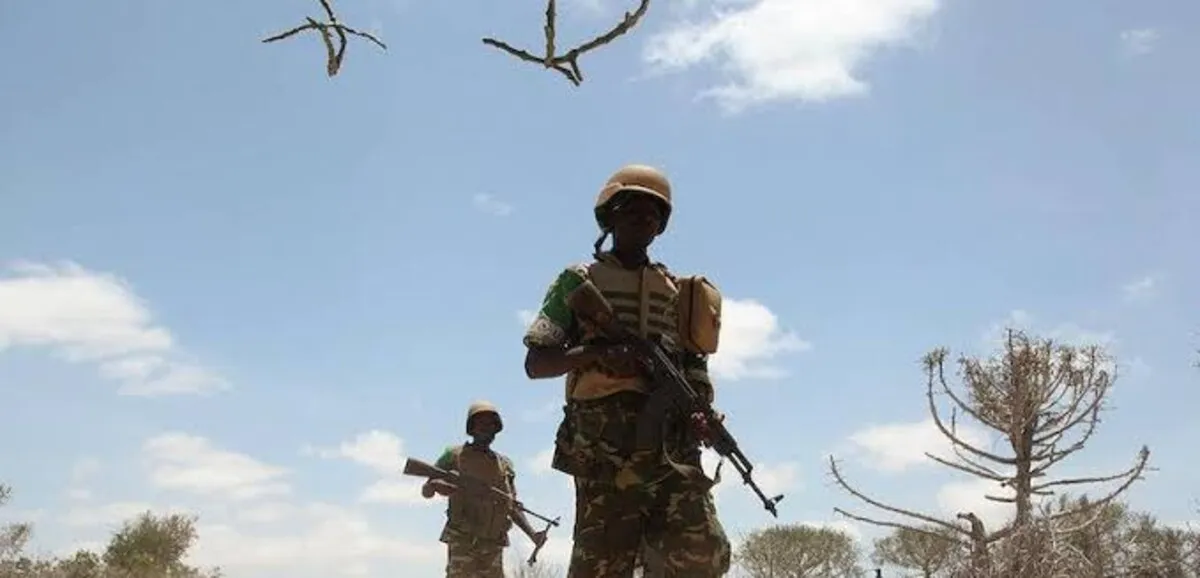 Avion militaire en vol au-dessus d'un paysage malien